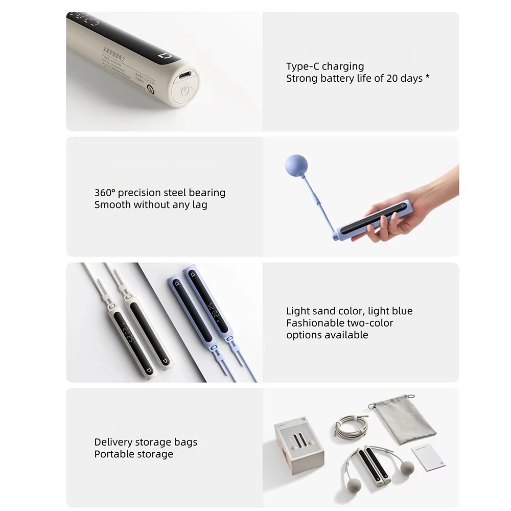 Tali Lompat Pintar Xiaomi Miji - Smart Jump Rope Digital Counter ulasan dan harga